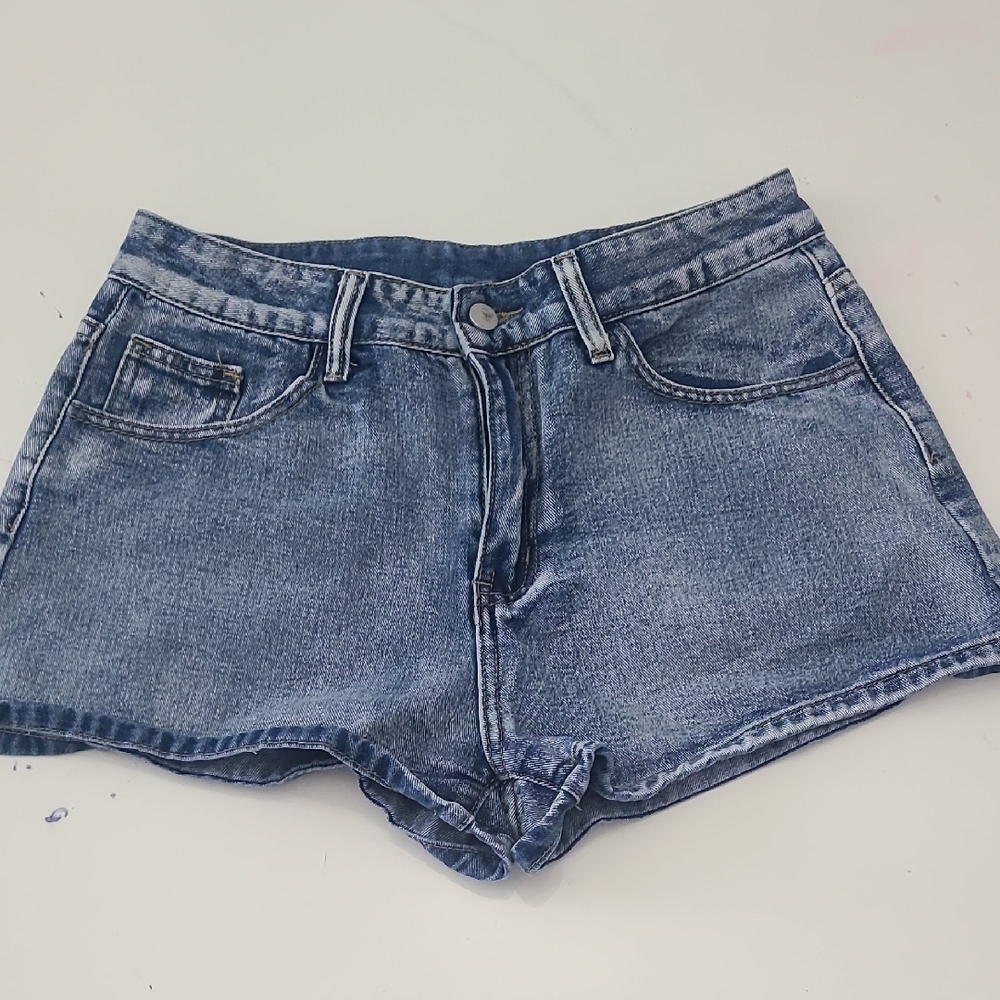 ROMWE Women Jean Short (8-10) Blue Classic Summer Style Star Pockets‎